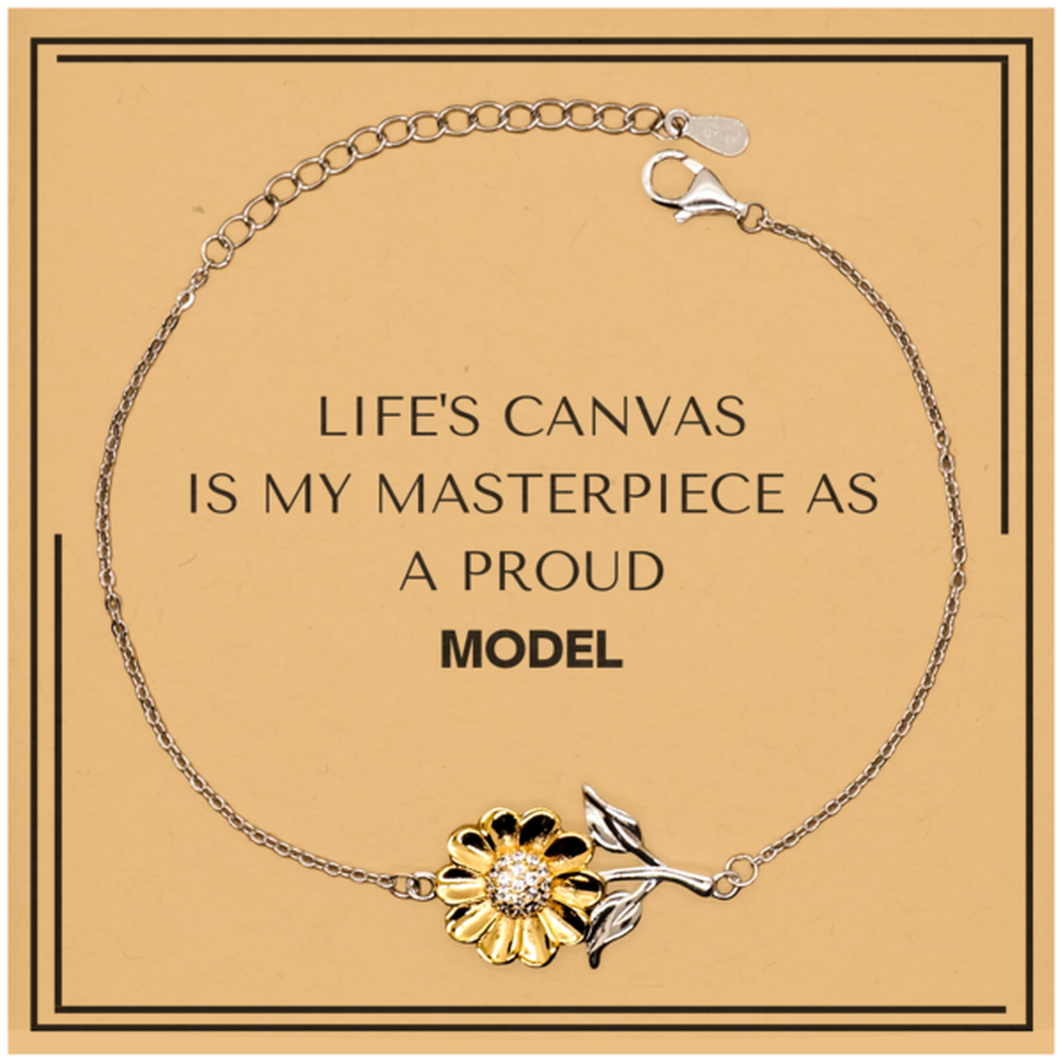 Proud Model Gifts, Life's canvas is my masterpiece, Epic Birthday Christmas Unique Sunflower Bracelet For Model, Coworkers, Men, Women, Friends