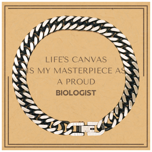 Biologist Cuban Link Chain Bracelet - Life's Canvas is My Masterpiece | Unique Birthday Gift