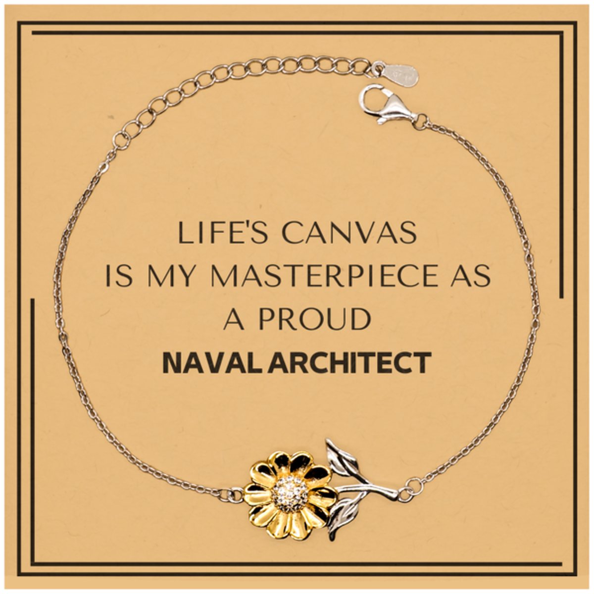 Proud Naval Architect Gifts, Life's canvas is my masterpiece, Epic Birthday Christmas Unique Sunflower Bracelet For Naval Architect, Coworkers, Men, Women, Friends