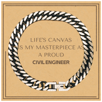 Load image into Gallery viewer, Civil Engineer Cuban Link Chain Bracelet - Life&#39;s Canvas is My Masterpiece | Birthday and Christmas Gift
