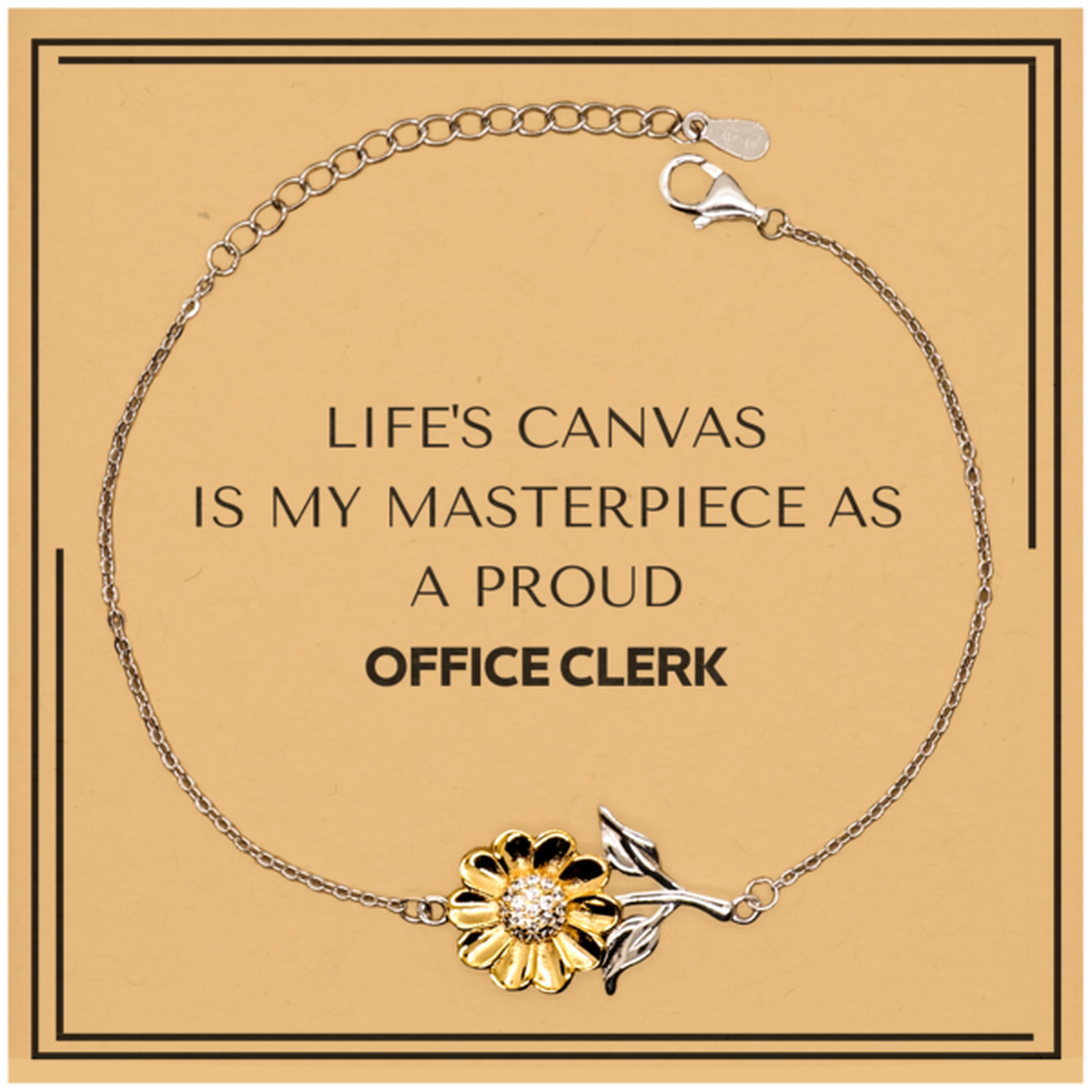 Proud Office Clerk Gifts, Life's canvas is my masterpiece, Epic Birthday Christmas Unique Sunflower Bracelet For Office Clerk, Coworkers, Men, Women, Friends