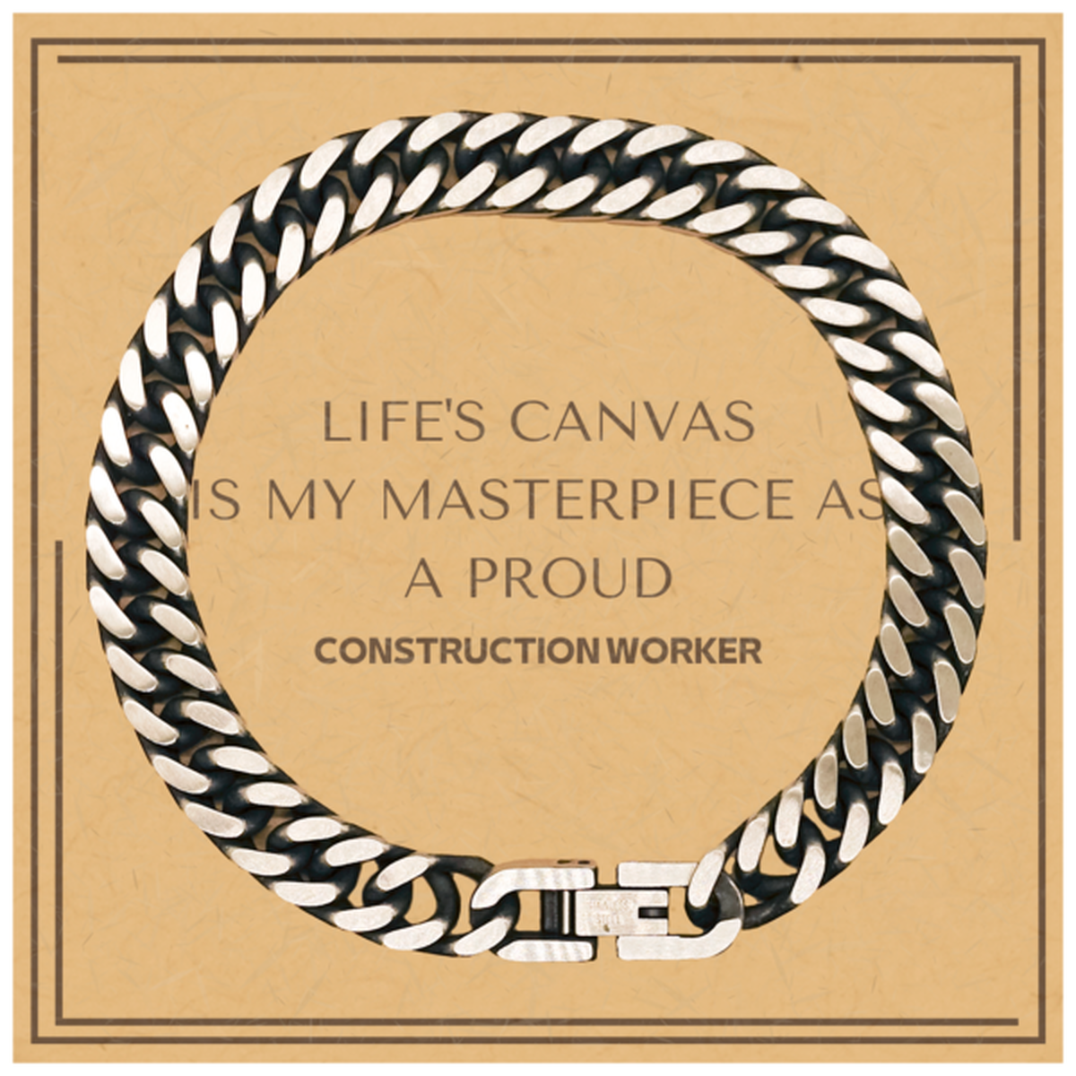 Proud Construction Worker Gifts, Life's canvas is my masterpiece, Epic Birthday Christmas Unique Cuban Link Chain Bracelet For Construction Worker, Coworkers, Men, Women, Friends