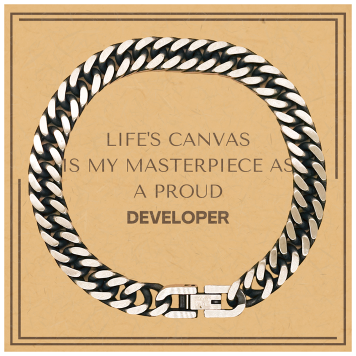 Proud Developer Gifts, Life's canvas is my masterpiece, Epic Birthday Christmas Unique Cuban Link Chain Bracelet For Developer, Coworkers, Men, Women, Friends