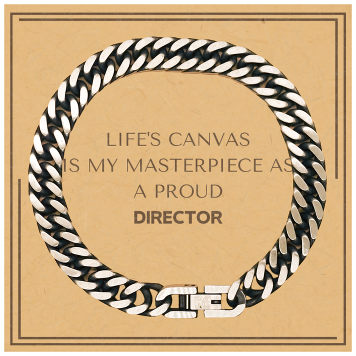Proud Director Gifts, Life's canvas is my masterpiece, Epic Birthday Christmas Unique Cuban Link Chain Bracelet For Director, Coworkers, Men, Women, Friends