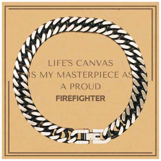 Firefighter Cuban Link Chain Bracelet - Life's Canvas is My Masterpiece | Birthday Gift
