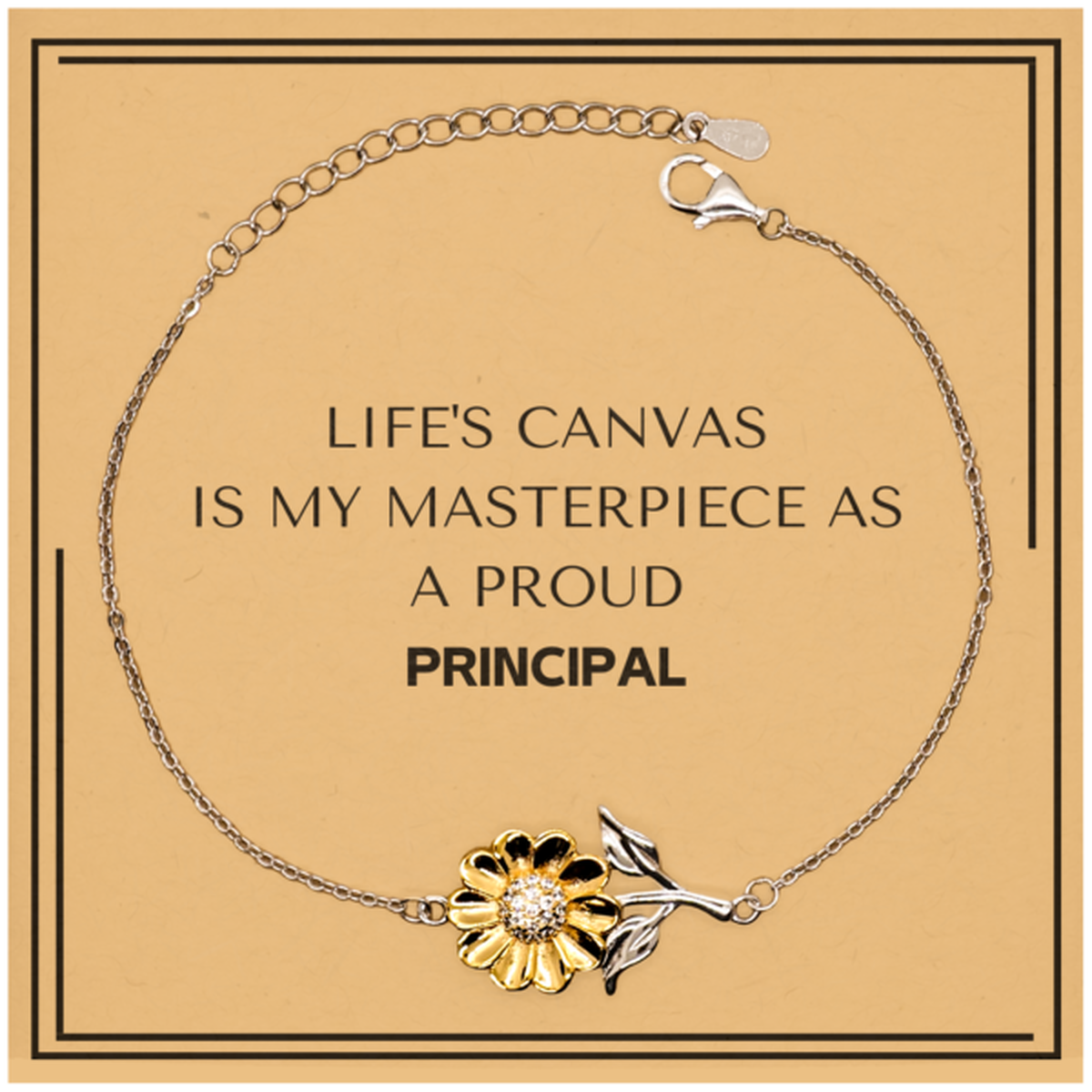 Proud Principal Gifts, Life's canvas is my masterpiece, Epic Birthday Christmas Unique Sunflower Bracelet For Principal, Coworkers, Men, Women, Friends