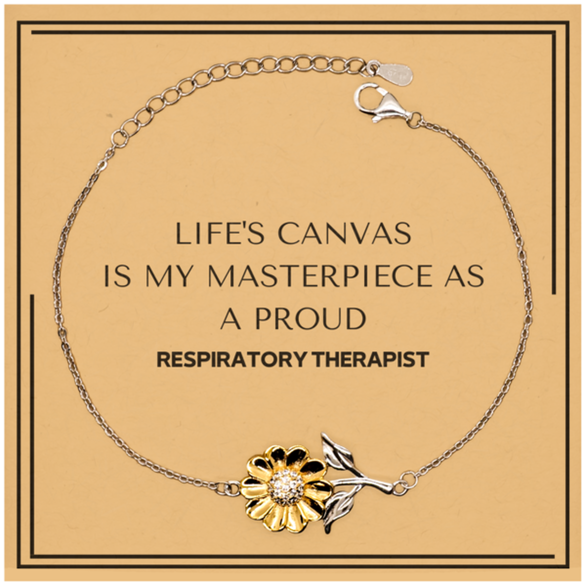 Proud Respiratory Therapist Gifts, Life's canvas is my masterpiece, Epic Birthday Christmas Unique Sunflower Bracelet For Respiratory Therapist, Coworkers, Men, Women, Friends