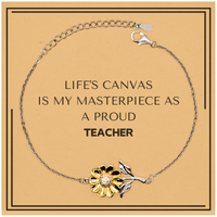 Load image into Gallery viewer, Teacher Sunflower Bracelet - Life&#39;s Canvas is My Masterpiece | Appreciation Gift
