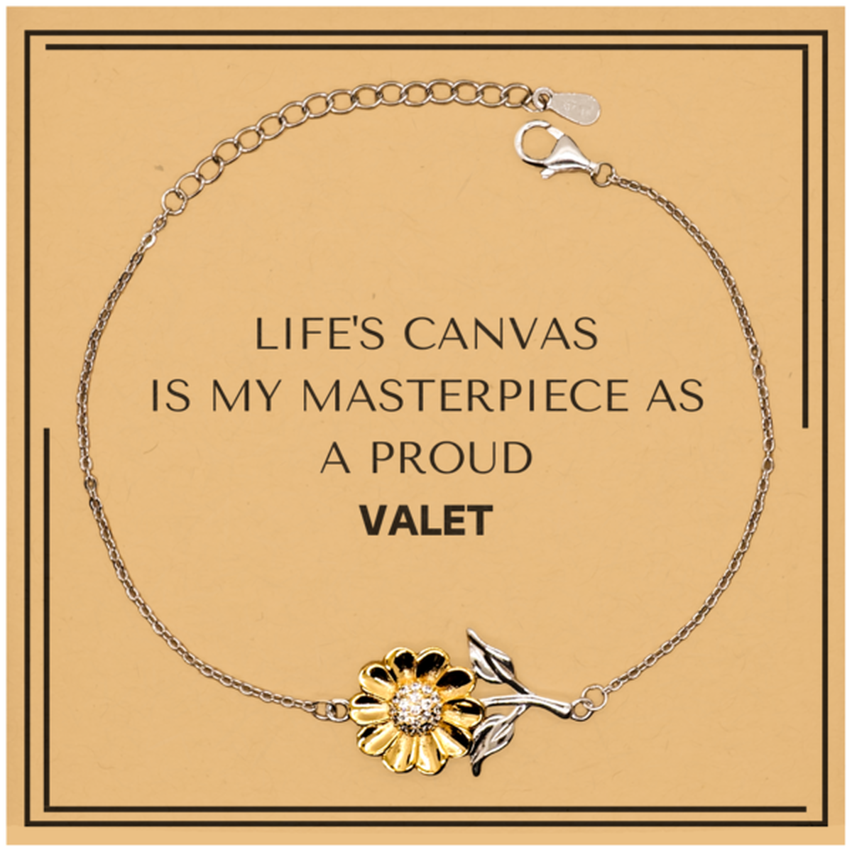 Proud Valet Gifts, Life's canvas is my masterpiece, Epic Birthday Christmas Unique Sunflower Bracelet For Valet, Coworkers, Men, Women, Friends