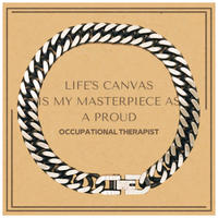 Load image into Gallery viewer, Occupational Therapist Cuban Link Bracelet - Life&#39;s Canvas is My Masterpiece | Thoughtful Gift
