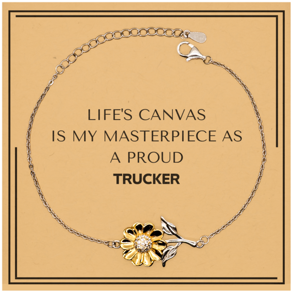 Proud Trucker Gifts, Life's canvas is my masterpiece, Epic Birthday Christmas Unique Sunflower Bracelet For Trucker, Coworkers, Men, Women, Friends
