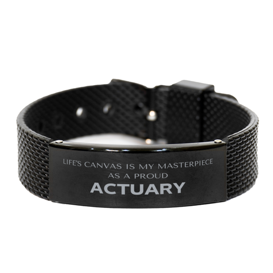 Actuary Black Shark Mesh Bracelet - Life's Canvas is My Masterpiece | Unique Gift for Professionals