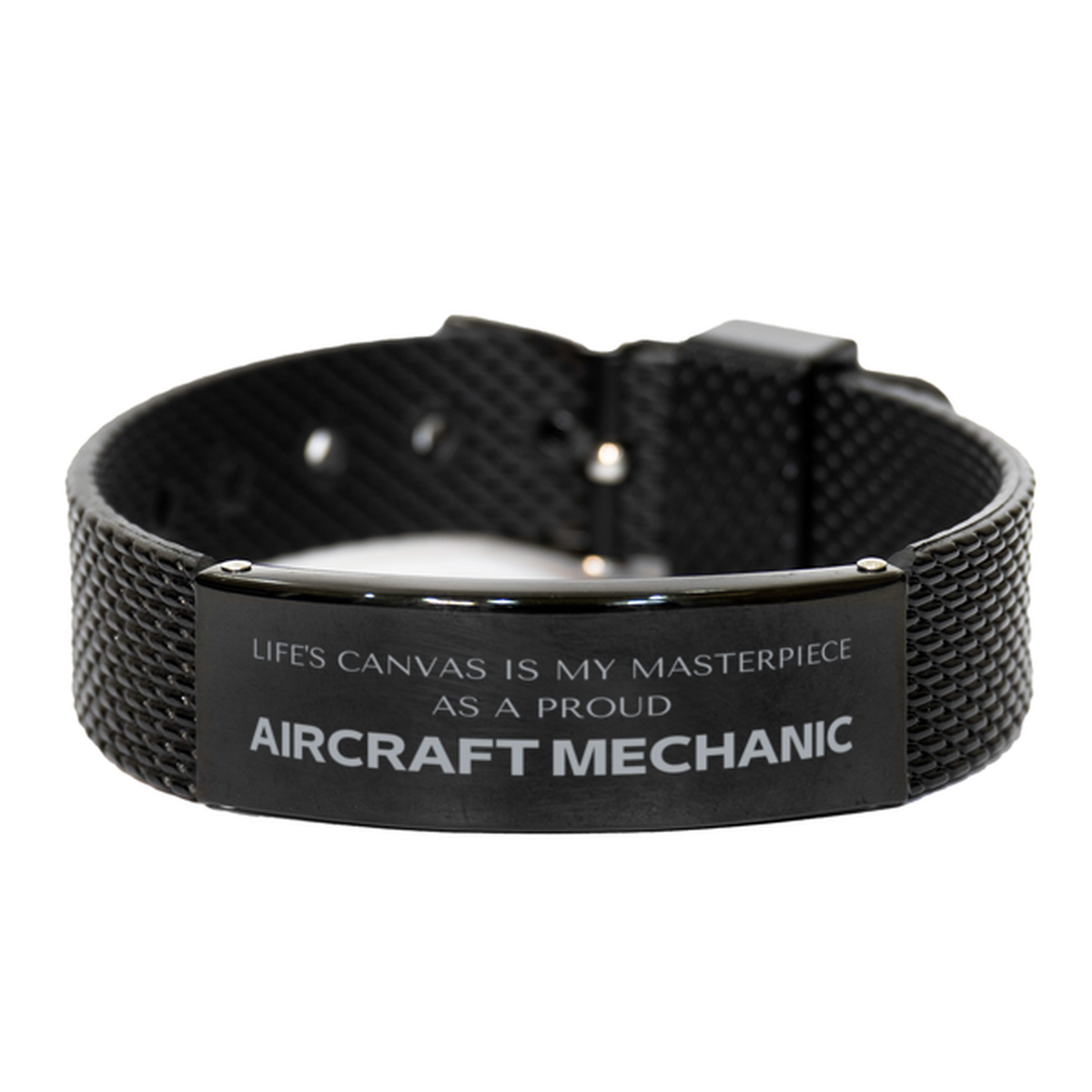 Aircraft Mechanic Black Shark Mesh Bracelet - Life's Canvas Is My Masterpiece | Birthday Gift