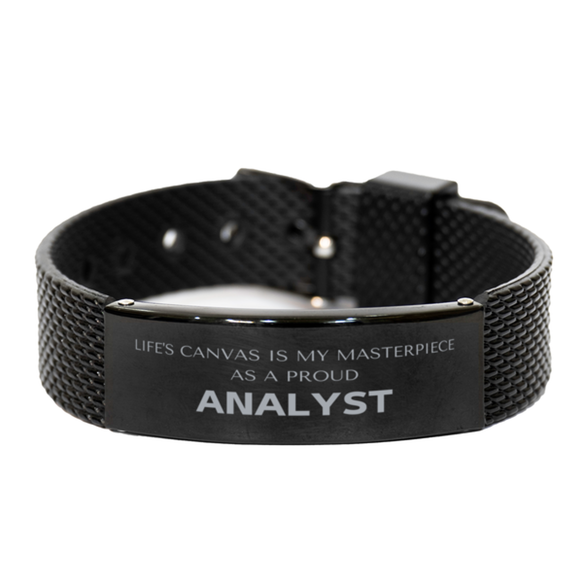 Analyst Black Shark Mesh Bracelet - Life's Canvas is My Masterpiece | Unique Gift for Analysts