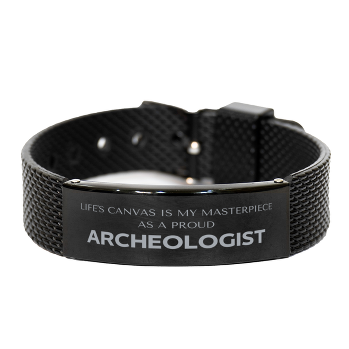Archeologist Black Shark Mesh Bracelet - Life's Canvas is My Masterpiece | Unique Gift for Archeologists