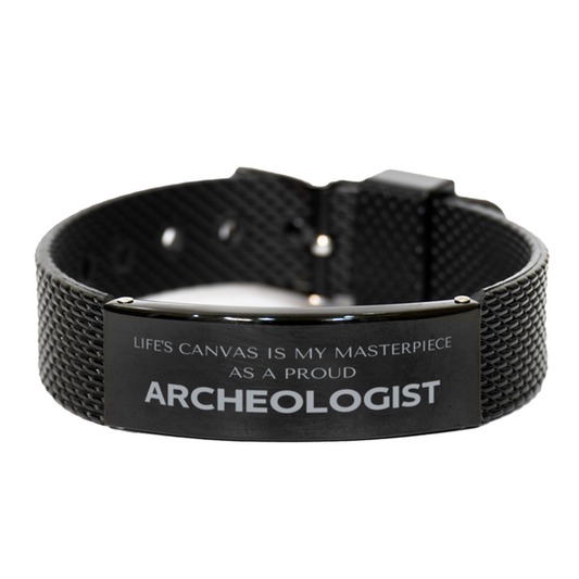 Archeologist Black Shark Mesh Bracelet - Life's Canvas is My Masterpiece | Unique Gift for Archeologists