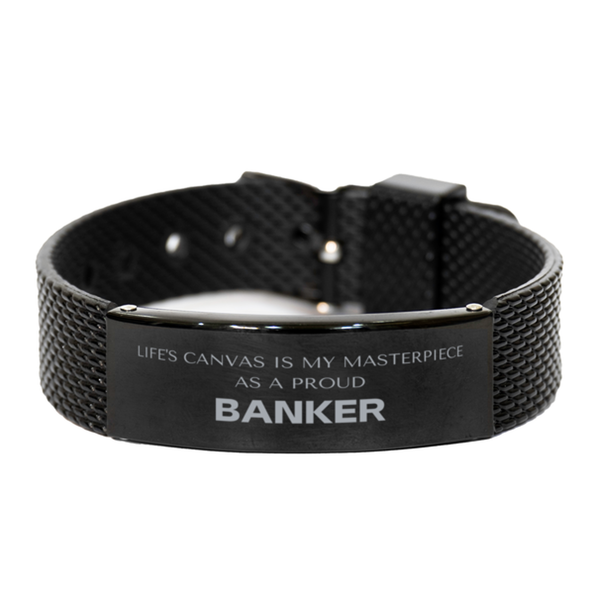 Banker Black Shark Mesh Bracelet - Life's Canvas is My Masterpiece | Unique Gift for All Occasions