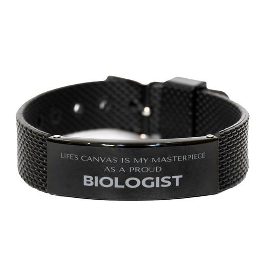 Biologist Black Shark Mesh Bracelet - Life's Canvas is My Masterpiece | Unique Gift for Biologists