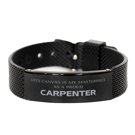 Carpenter Black Shark Mesh Bracelet - Life's Canvas Is My Masterpiece | Perfect Gift for Any Occasion