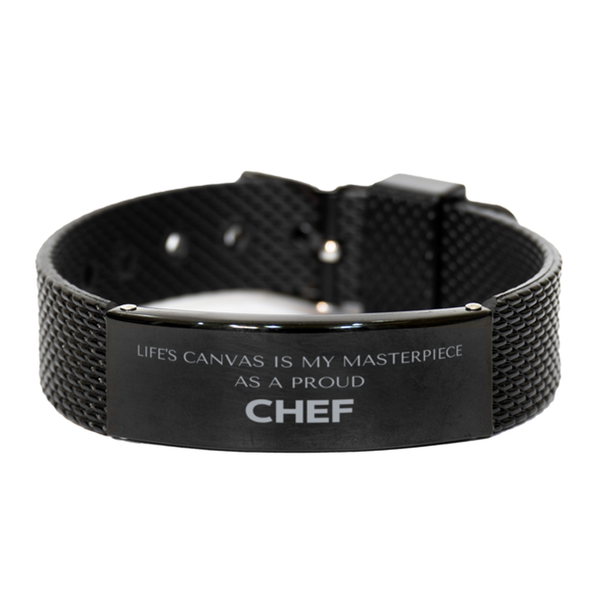 Chef Black Shark Mesh Bracelet - Life's Canvas is My Masterpiece | Perfect Gift for Chefs