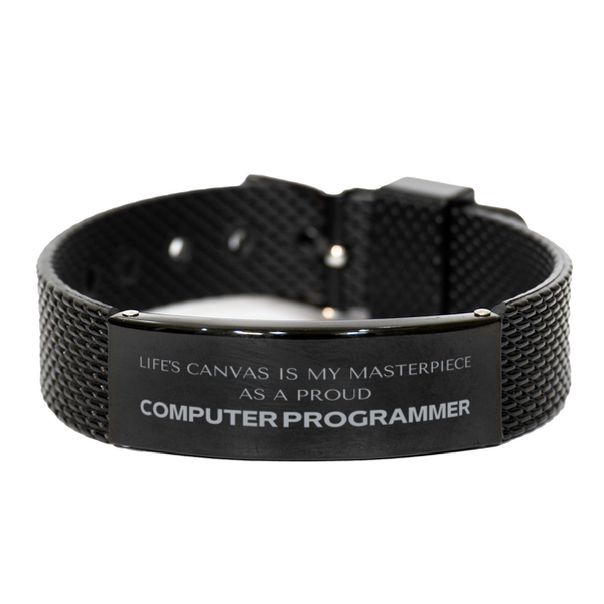 Computer Programmer Black Mesh Bracelet - Life's Canvas is My Masterpiece | Perfect Gift