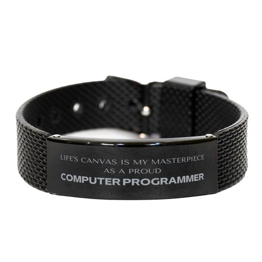 Computer Programmer Black Mesh Bracelet - Life's Canvas is My Masterpiece | Perfect Gift