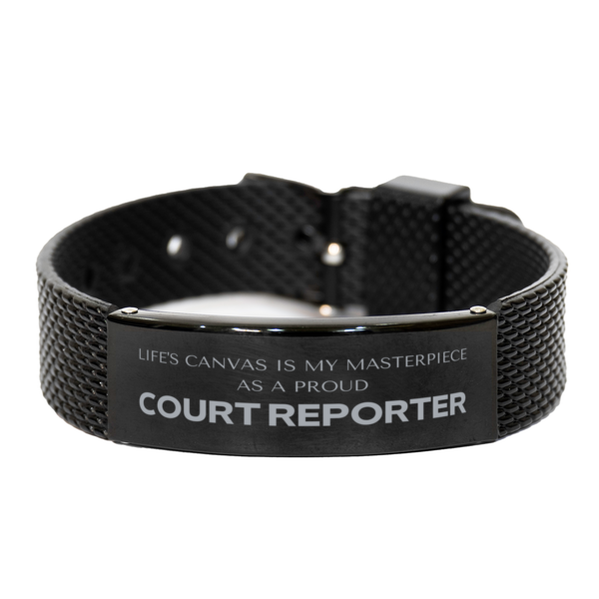 Court Reporter Black Mesh Bracelet - Life's Canvas is My Masterpiece | Meaningful Gift