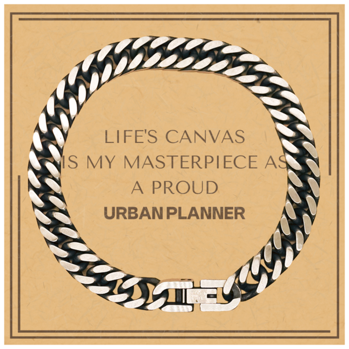Proud Urban Planner Gifts, Life's canvas is my masterpiece, Epic Birthday Christmas Unique Cuban Link Chain Bracelet For Urban Planner, Coworkers, Men, Women, Friends