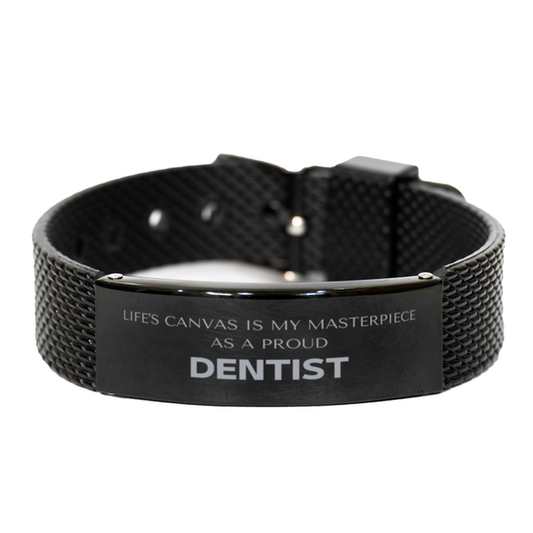 Dentist Black Shark Mesh Bracelet - Life's Canvas is My Masterpiece | Perfect Gift for Dentists