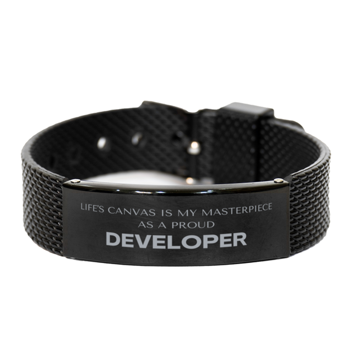 Developer Black Shark Mesh Bracelet - Life's Canvas is My Masterpiece | Birthday & Christmas Gift