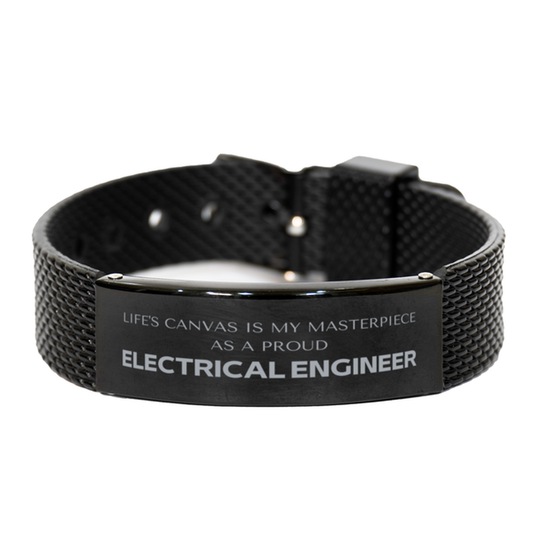 Electrical Engineer Black Mesh Bracelet - Life's Canvas is My Masterpiece | Perfect Gift