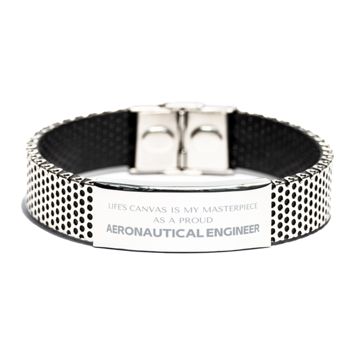 Proud Aeronautical Engineer Gifts, Life's canvas is my masterpiece, Epic Birthday Christmas Unique Stainless Steel Bracelet For Aeronautical Engineer, Coworkers, Men, Women, Friends