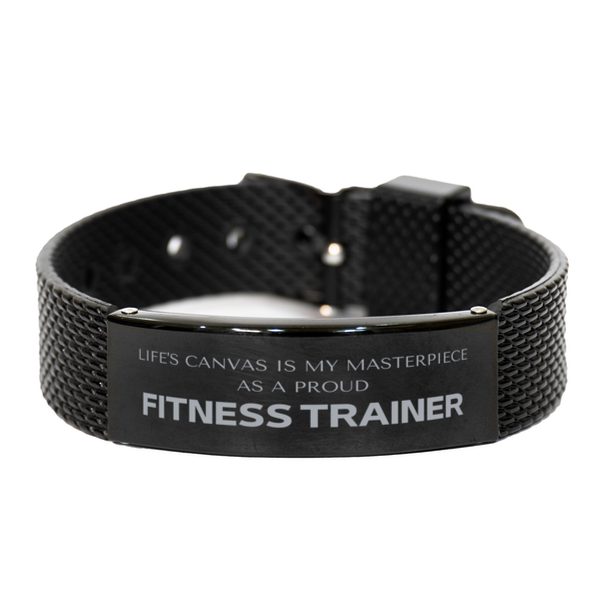 Fitness Trainer Black Shark Mesh Bracelet - Life's Canvas Design | Unique Birthday Gift