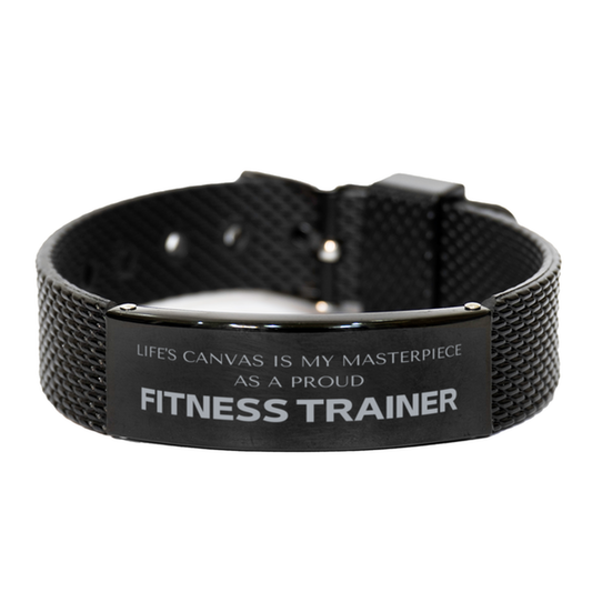 Fitness Trainer Black Shark Mesh Bracelet - Life's Canvas Design | Unique Birthday Gift