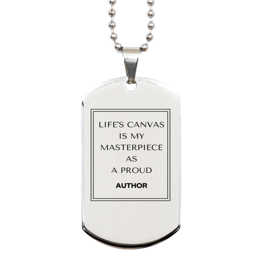Author Silver Dog Tag Necklace - Life's Canvas is My Masterpiece | Unique Gift for Writers