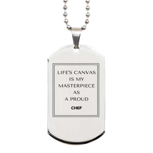 Chef Silver Dog Tag Necklace - Life's Canvas is My Masterpiece | Perfect Gift for Chefs