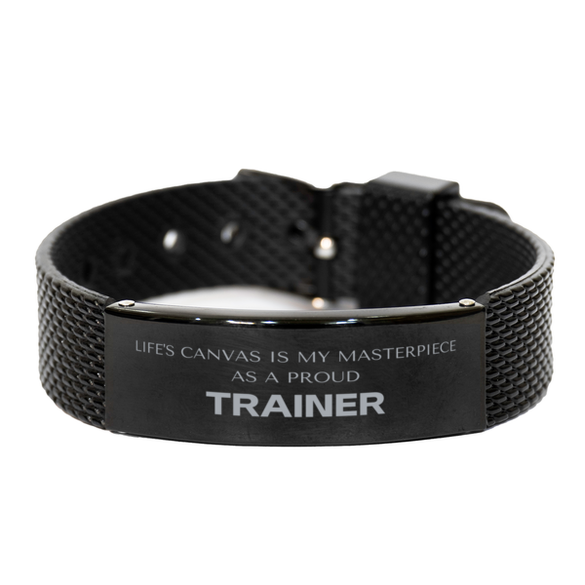 Proud Trainer Gifts, Life's canvas is my masterpiece, Epic Birthday Christmas Unique Black Shark Mesh Bracelet For Trainer, Coworkers, Men, Women, Friends