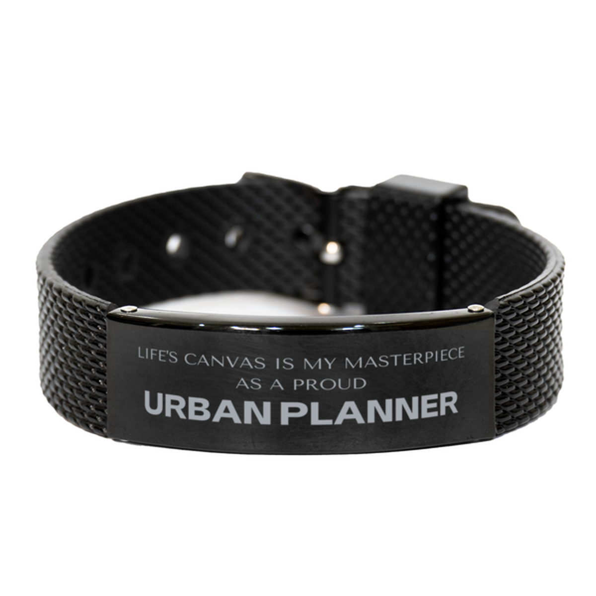 Urban Planner Black Shark Mesh Bracelet - Life's Canvas is My Masterpiece | Unique Gift