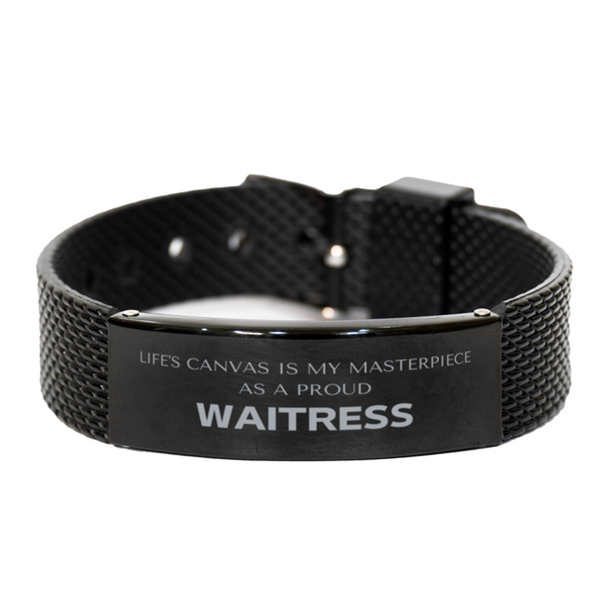 Waitress Engraved Bracelet - Life's Canvas is My Masterpiece | Perfect Gift for Waitstaff