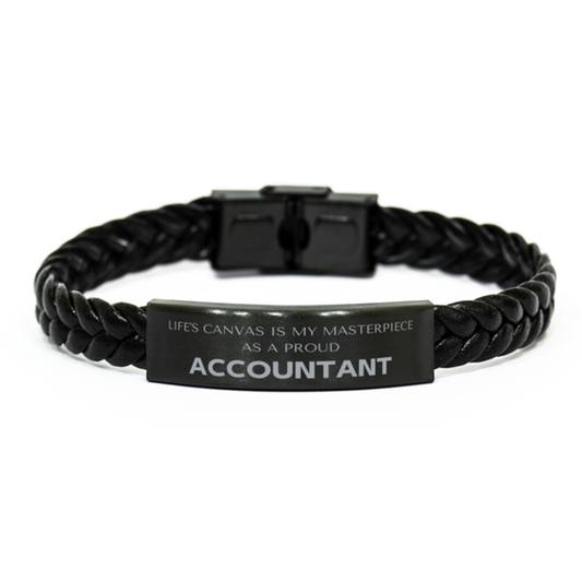 Accountant Braided Leather Bracelet - Life's Canvas is My Masterpiece | Birthday and Christmas Gift