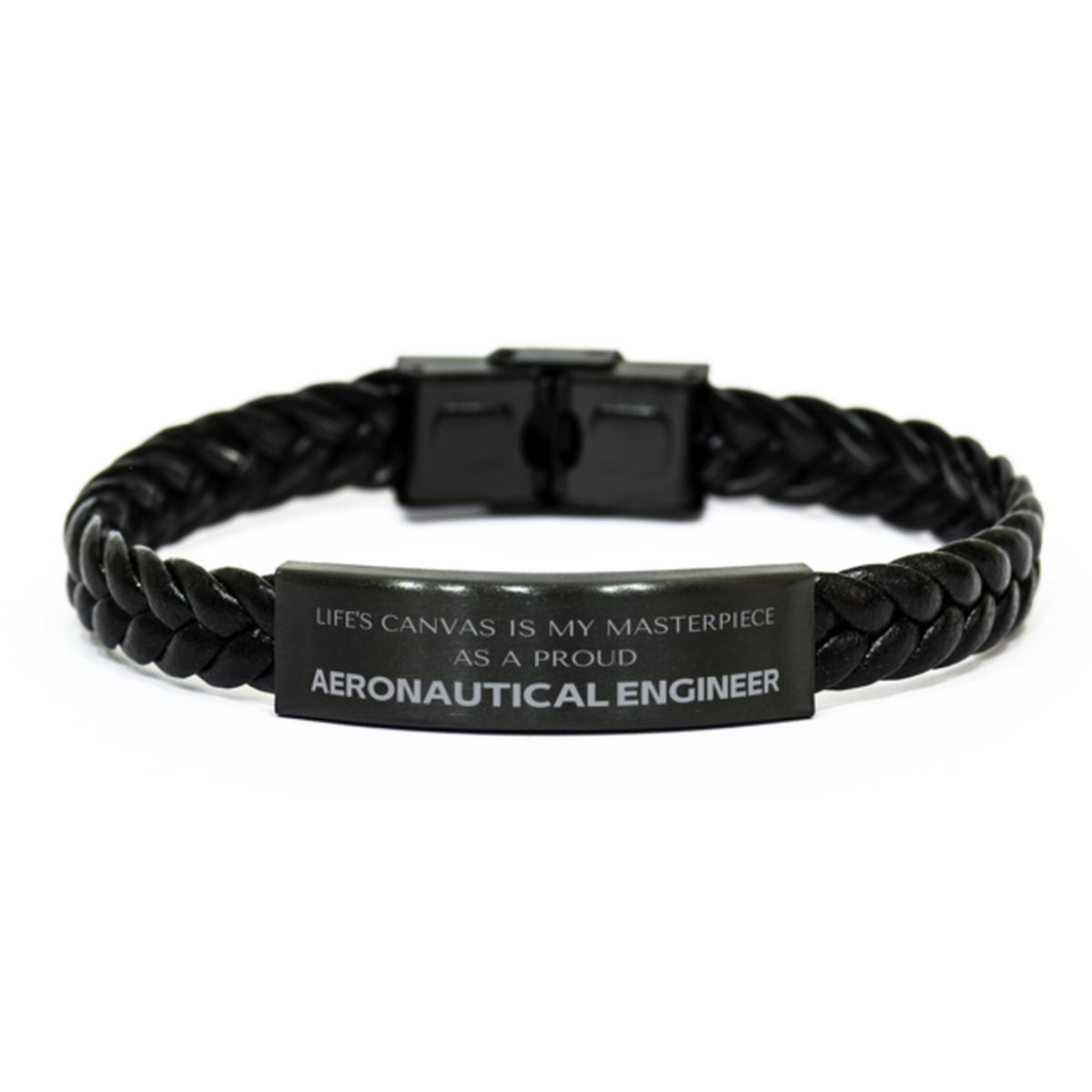 Proud Aeronautical Engineer Gifts, Life's canvas is my masterpiece, Epic Birthday Christmas Unique Braided Leather Bracelet For Aeronautical Engineer, Coworkers, Men, Women, Friends