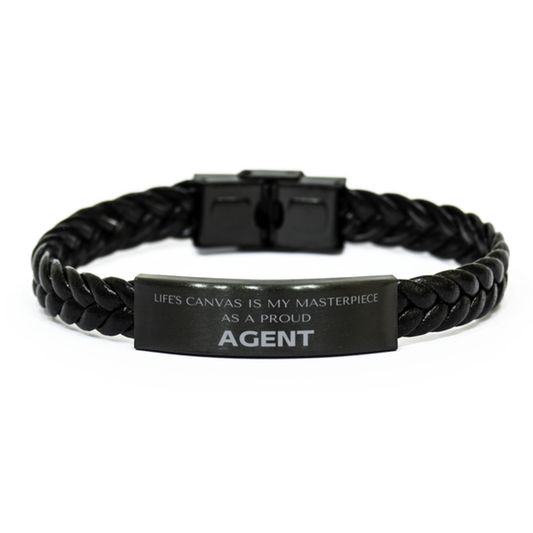 Agent Braided Leather Bracelet - Life's Canvas is My Masterpiece | Unique Gift for Coworkers