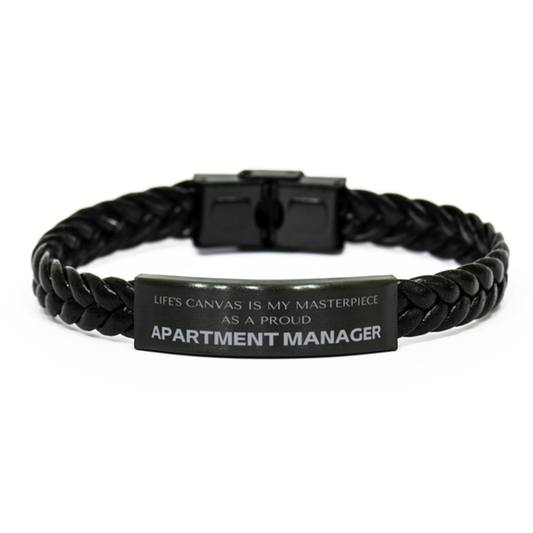 Apartment Manager Braided Leather Bracelet - Life's Canvas is My Masterpiece | Unique Gift