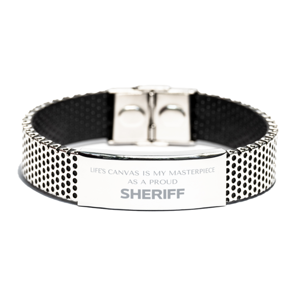 Sheriff Stainless Steel Bracelet - Life's Canvas is My Masterpiece | Unique Gift for Any Occasion