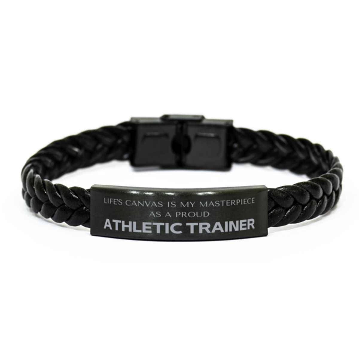 Proud Athletic Trainer Gifts, Life's canvas is my masterpiece, Epic Birthday Christmas Unique Braided Leather Bracelet For Athletic Trainer, Coworkers, Men, Women, Friends