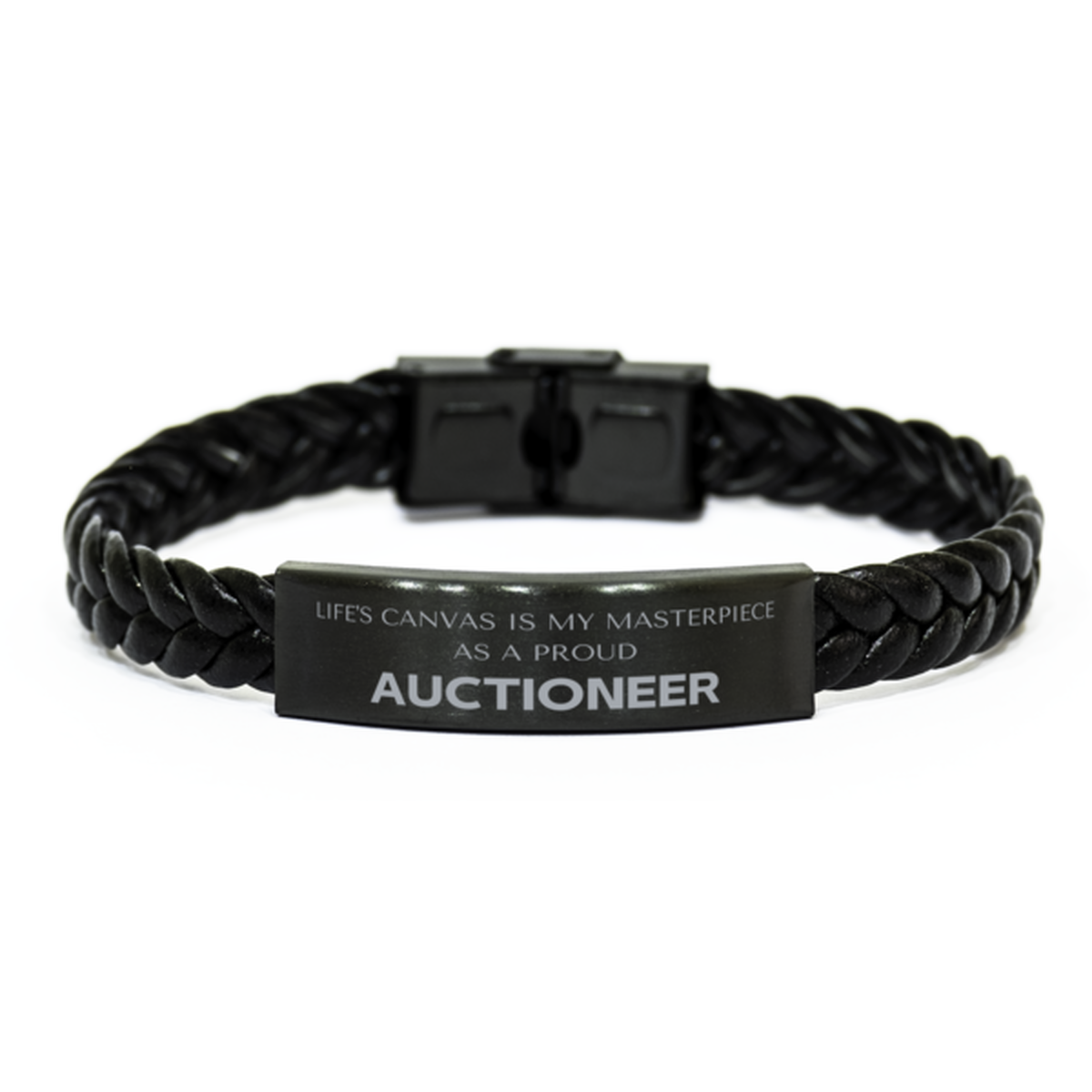 Auctioneer Braided Leather Bracelet - Life's Canvas is My Masterpiece | Unique Gift for Birthdays and Christmas