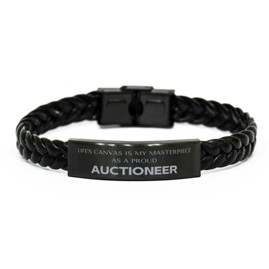 Auctioneer Braided Leather Bracelet - Life's Canvas is My Masterpiece | Unique Gift for Birthdays and Christmas