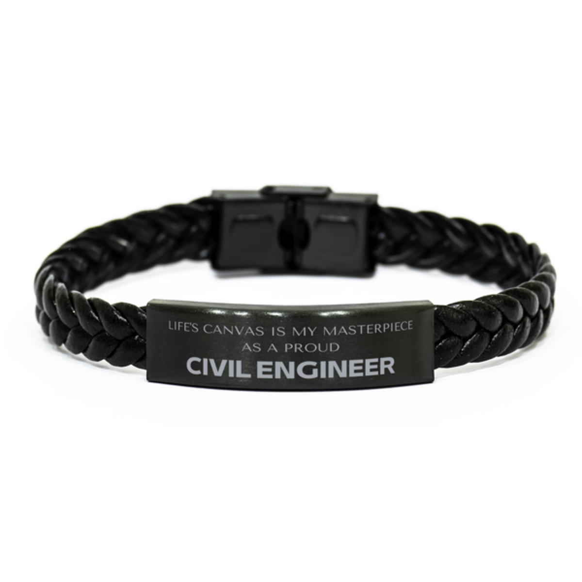 Civil Engineer Braided Leather Bracelet - Life's Canvas is My Masterpiece | Birthday and Christmas Gift