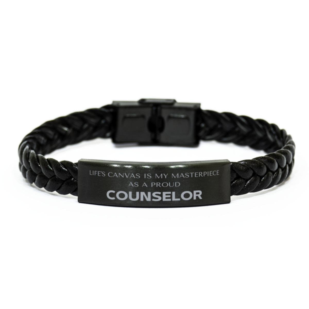 Counselor Braided Leather Bracelet - Life's Canvas is My Masterpiece | Unique Gift
