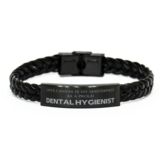 Dental Hygienist Braided Leather Bracelet - Life's Canvas is My Masterpiece | Perfect Gift